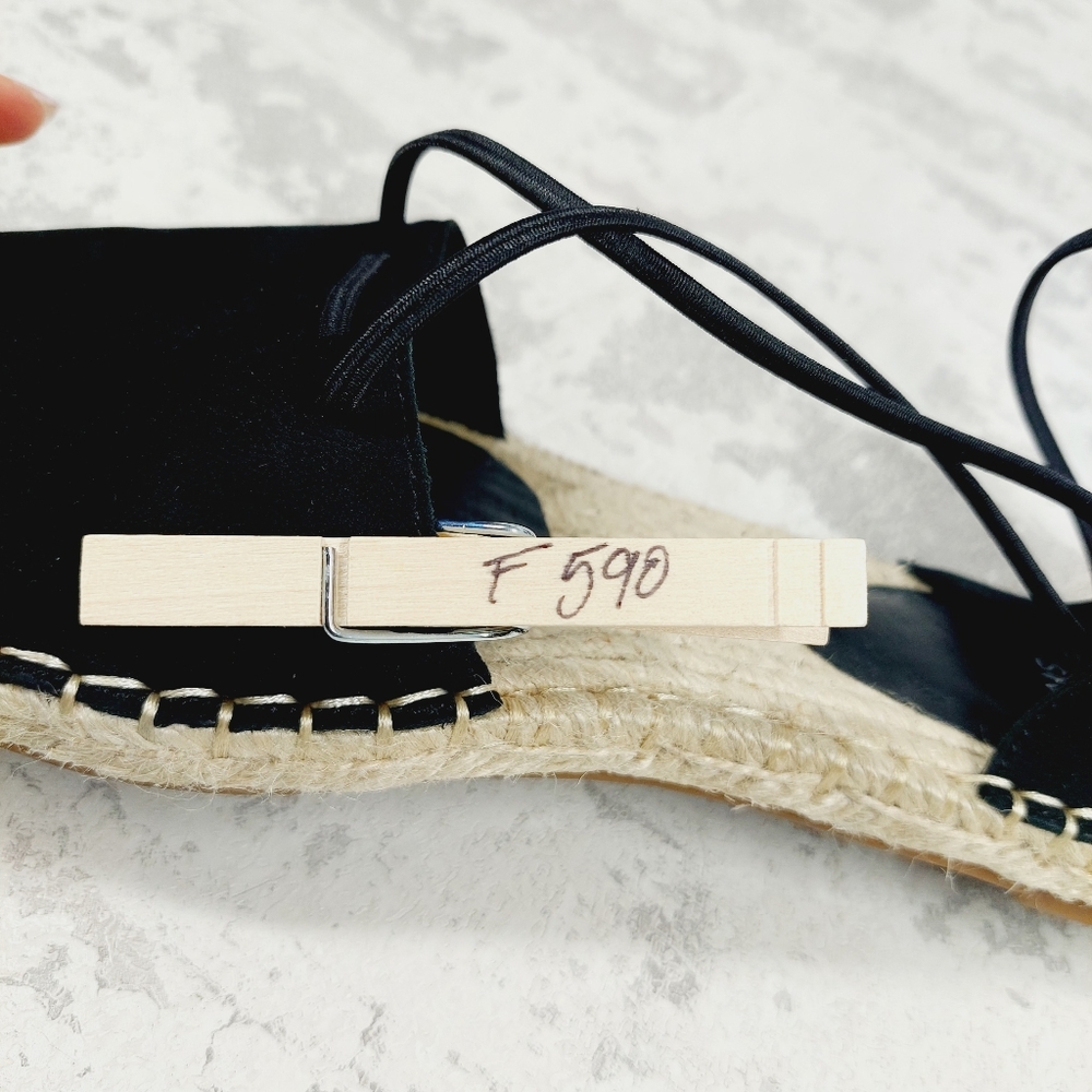 New Eileen Fisher Leather Lace Up D'Orsay Espadrille Black Flat Sandals F590 - Picture 12 of 12